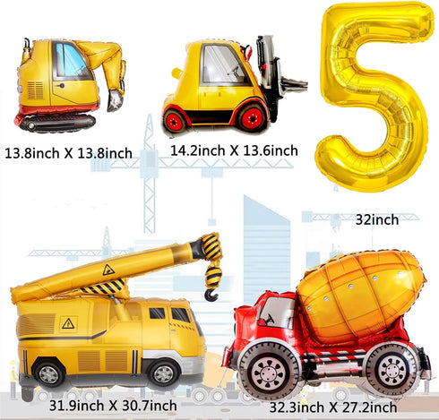 SOIAODRAH 5 Construction Birthday Party Supplies Years Old,Construction Balloons Construction Party Balloon Garland Kit