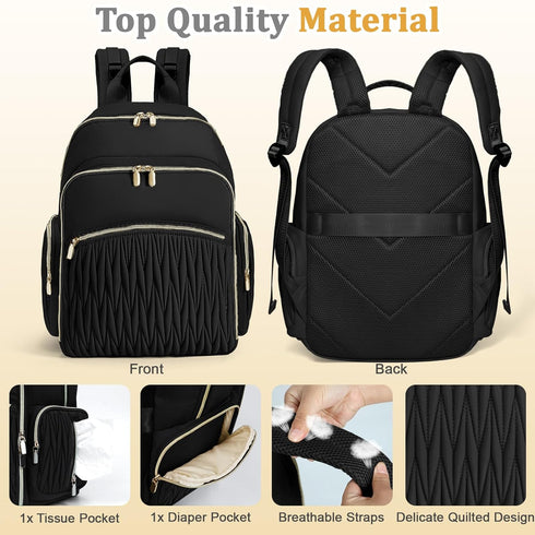Backpack Backpack 16 Mommy miss fong Diaper Bag - Baby Diaper Bag with Diaper Changing Pad Quilted Travel Diaper