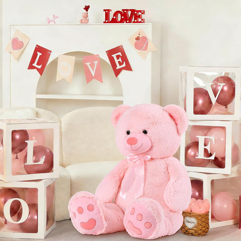 36 inch 3ft MorisMos Big Teddy Bear Stuffed Animal, Large Bear Plush, Big Stuffed Bear with Footprints Gifts for Kids