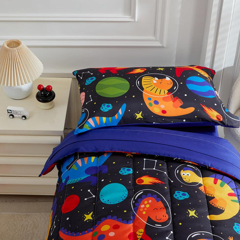 Set Set 4 Set Kids Comforter Sheet - Soft and Breathable Bed Includes Quilted Comforter, Fitted Sheet, Flat Top Sheet