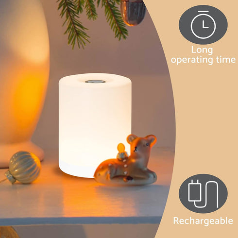 Mini Night Light, Soft Dim Lamp, Cordless Touch Night Light, Dimmable Portable Rechargeable for Baby Nursery