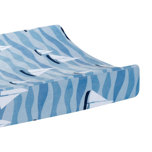 Sailboat Lambs & Ivy Little Skipper Nautical Ocean Soft Changing Pad Cover