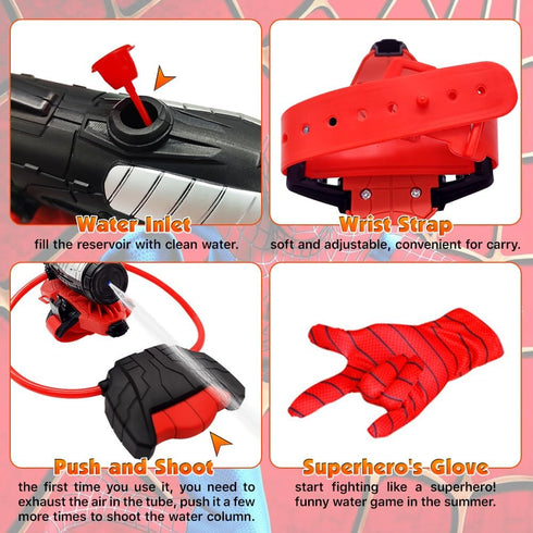 Water Guns - econoLED Spider Web Shooters Toy, Superhero Squirt Guns for Kids, Wrist Water Sprayer Toy for Backyard Fun