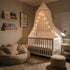 LOAOL Bed Canopy with Pom Pom Cotton Canopy for Kids Crib Baby Girl Netting Cover Canopy Crib Curtain Reading Nook