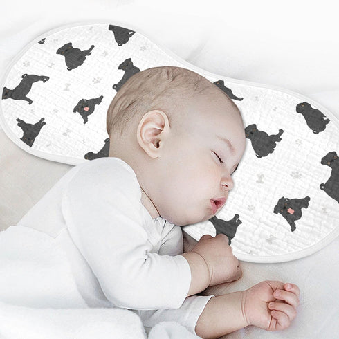 Set 4 Pack vvfelixl Baby Burp Cloths Black Pug White Baby Newborn Cotton Burping Cloths Baby Washcloths