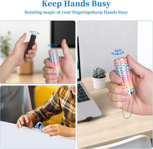 Kemuchy 3D Little Ouchies Pain Stim Fidget Toy, Printed Pocket Spiky Keychain with Clicker Button Spinner Sensory Toys
