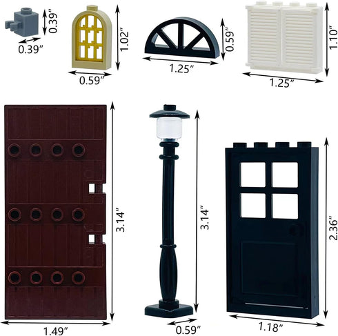 Building Bricks Kit, Glasses, Windows and Doors Set Accessories for Kids, Compatible with Major Brands