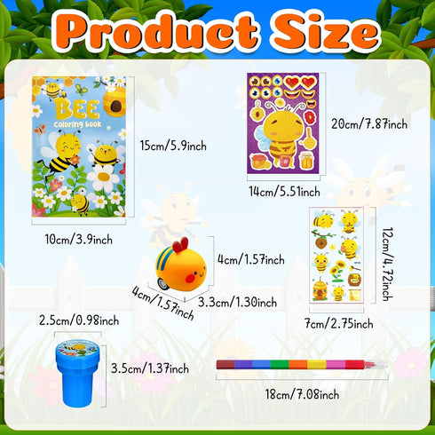 72Pcs Cinrobiye Bee Coloring Book with Crayons Bulk,Honey Party Favors Goodie Bags Fillers, Bumble Bee Birthday Party
