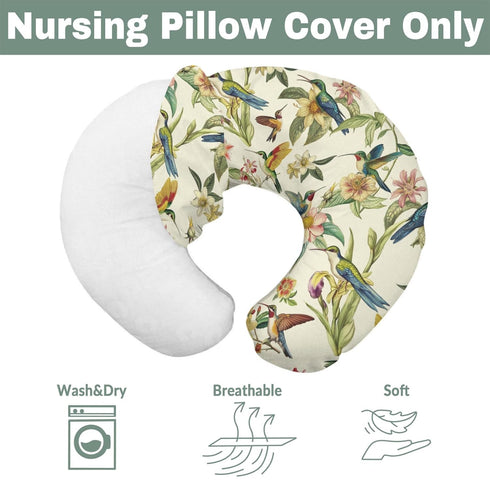 Hummingbirds Vintage Tropical Floral Baby Nursing Pillow Covers for Boy Girl Spring Birds Nursing Slipcovers