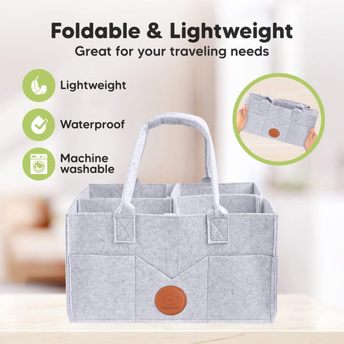 KeaBabies Portable Diaper Changing Pad and Baby Diaper Caddy Organizer - Waterproof Foldable Baby Changing Mat - Large