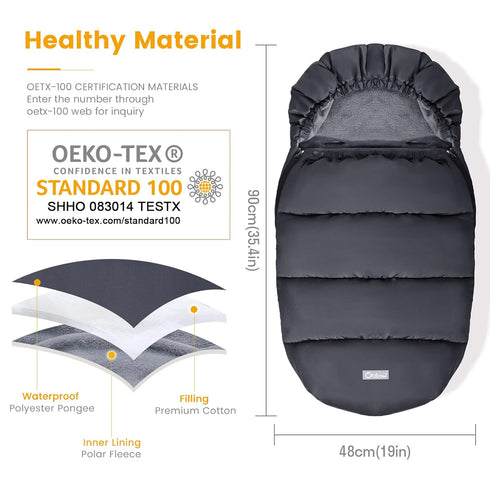 Orzbow Universal Footmuff for Stroller - Winter Warm Bunting Bag, Waterproof Coral Fleece Lined for Toddler