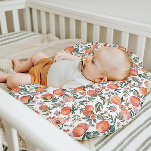 Summer Vintage Peaches Baby Nursing Pillow Covers for Boy Girl Retro Peach Flowers Leaves Nursery Slipcovers