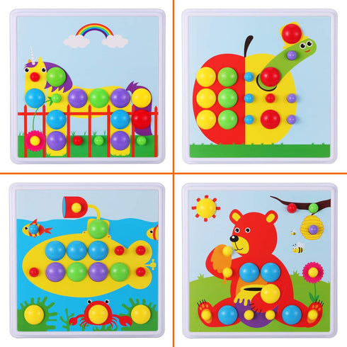 223 Pieces Creative Mosaic Drill Set for Kids - Toy Drill and Screwdriver Puzzle Kit for Ages 3-10