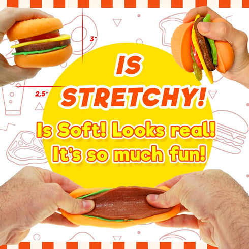(6 Pack) 6723-6 JA-RU Foodie Fusion Play Burger Deluxe Squishy Toy Smushy Make Your own Patty. Squish Grilled Food Toys