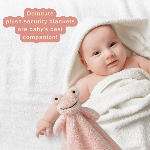 Baby Pink Frog Soft Stuffed Animal Security Blanket, Plush Frog Character Lovey Blanket for Newborn Infant Toddler