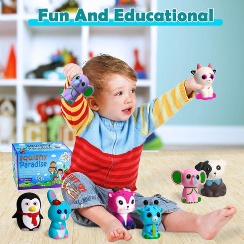 POKONBOY Jumbo Squishies - 8 Pack Animal Cream Scented Slow Rising Toys for Stress Relief, Kawaii Cute