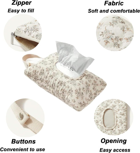 Generic Wipes Dispenser, Floral Quilted Baby Wipe Holder, Pouch Portable Hanging Floral Travel Wet Wipes Bag