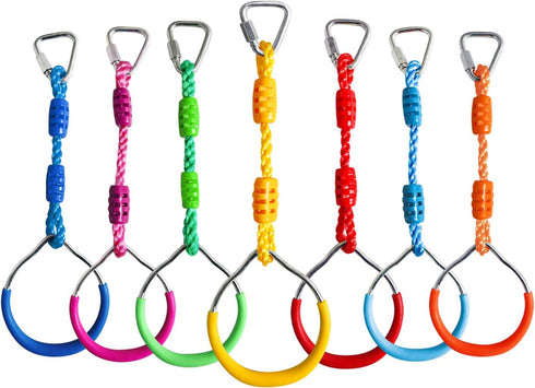 7-Pack Rainbow Craft Colorful Ninja Rings - Gymnastic Ring, Swing Bar Ring, Monkey Rings for Backyard Ninja Warrior