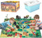 BOLZRA Safari Animals Figures with Activity Play Mat & Storage Box, Realistic Plastic
