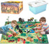 BOLZRA Safari Animals Figures with Activity Play Mat & Storage Box, Realistic Plastic