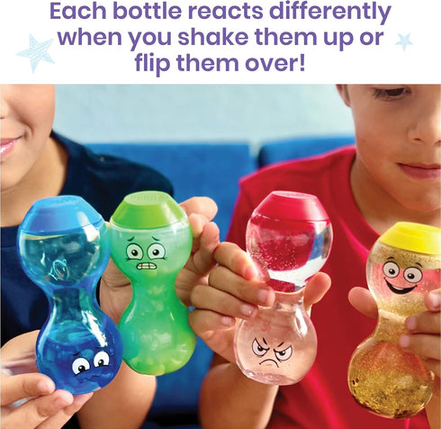 hand2mind Express Your Feelings Sensory Bottles-Primary Emotions, Quiet Toddler Fidgets for Classroom, Calm Down Corner