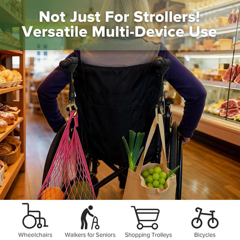 Backpacks, 2 Pack haakaa Baby Stroller Hooks for BagsUniversal Stroller Clips and Hooks, Non-Slip with One-Hand