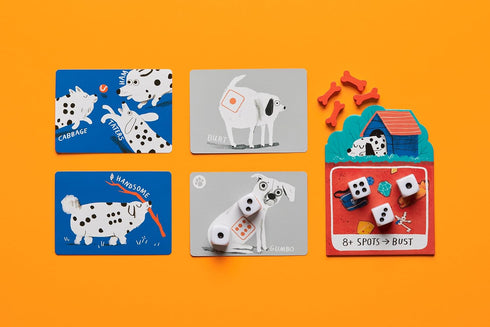 CMYK Spots Dice Game: A Fun Family Game with Dogs and Luck!