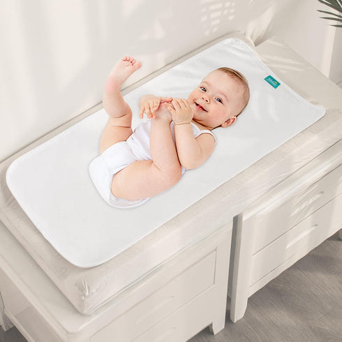 Changing Pad Liners Waterproof (3 Count) - Flannel Portable & Durable Diaper Pads, White
