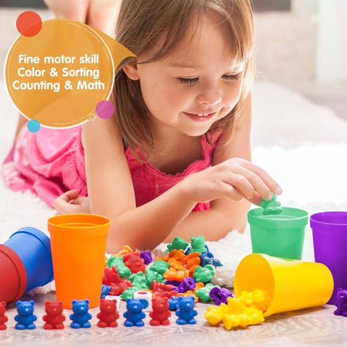 Bmag Counting Bears with Matching Cups, Preschool Learning Toys for Color Recognition and Math Games