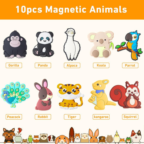 Fridge Magnets for Toddlers 1-3, Large Size Educational Magnetic Toys for Kids, Cute Animal Refrigerator Magnets