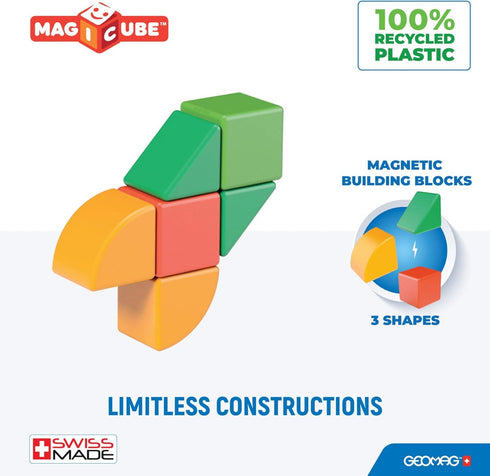 GEOMAG Magnetic Toys - 6 Pieces Magicube Shapes Starter Set, Early Learning STEM Educational Building Blocks for Ages