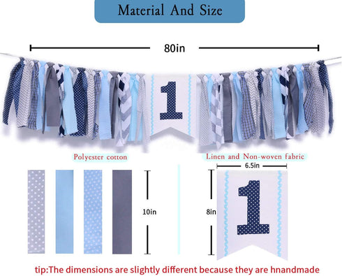 1st WAOUH Birthday High Chair Banner - First birthday party Decorations For Rag Tie Fabric GarlandPhoto Booth Props