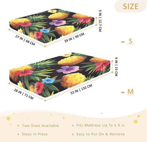 Bseiialft 52 28 Pineapples Hibiscus Palm Leaves Tropical Crib Sheets for Boys Girls Soft and Breathable Cotton Baby