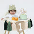 Set Wooden Bead Tassel Garland High Chair Decoration with Crown Hat and Cake Topper