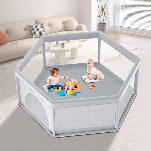 XVISHX 65x65 Inch Hexagonal Baby Playpen, Playpen for Babies and Toddlers, Baby