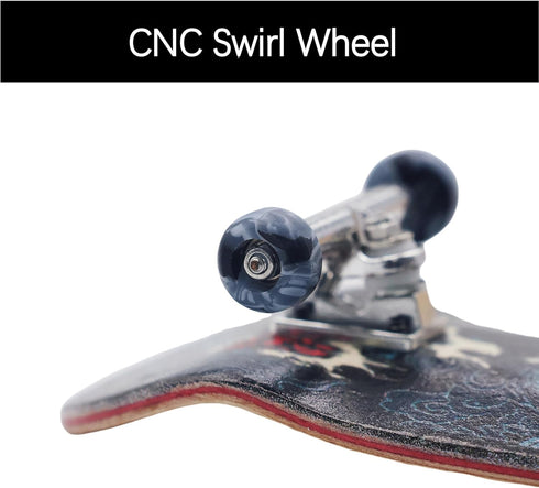 RACOFSB 34mm Pro Fingerboard Wooden Board Professional Finger Skateboard Trucks CNC Swirl Wheels (Dragon)
