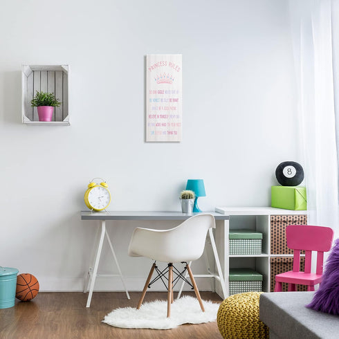 Kids' Pink Crown Wall Art - Princess Rules Decor