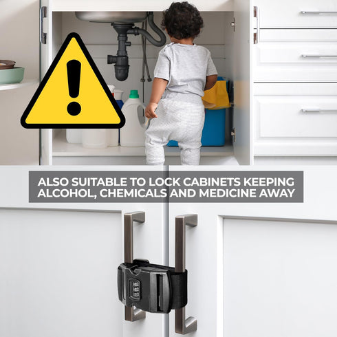 French Door Refrigerator Lock for Kids and Adults, (2 Pack) Adjustable Double Door Fridge Lock, Easy Installation