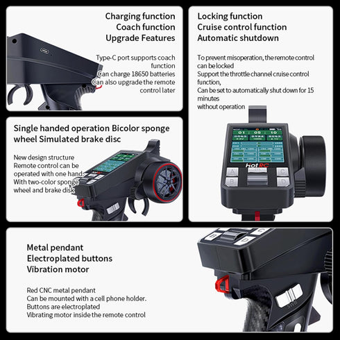 havcybin CT-8A 8 2.4ghz (Plastic+1RX) HOTRC RC Transmitter and Receiver Channel Hand Controlled RC Car Boat Tanks