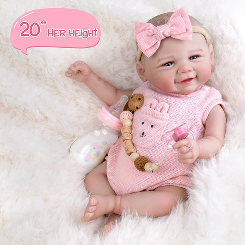 20 Inches 3+ UOFTKIZ Realistic Reborn Baby Dolls Girl - Lifelike Real Life Baby Doll, Newborn Toddler Baby Doll