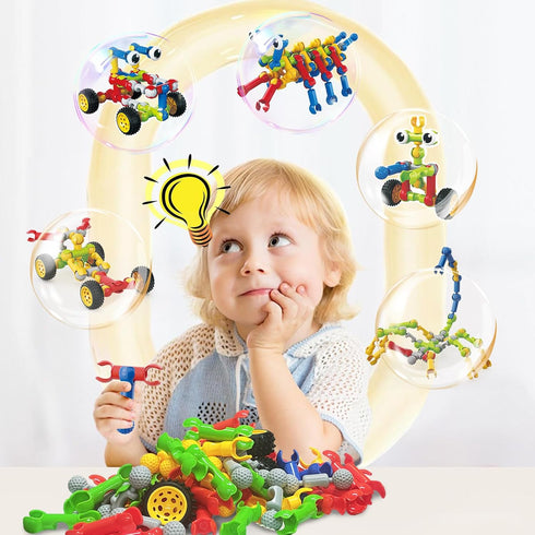 3 4 5 6 7 8 Kids,180 Huaker Stem Building Toys for Year Old Boys Girls Pieces Building Blocks Educational Learning Toys