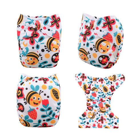 6pcs+ 6pcs 6YDG08 babygoal Reusable Cloth Diapers for Girls, Adjustable Washable Nappy Microfiber Inserts+One Wet Bag