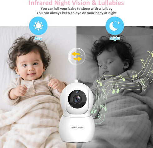 Baby Ganibs 6" 1000ft 2-Way 8 150 Big Screen Baby Monitor with Camera and Audio, Long Range No WiFi, Talk, Lullabies