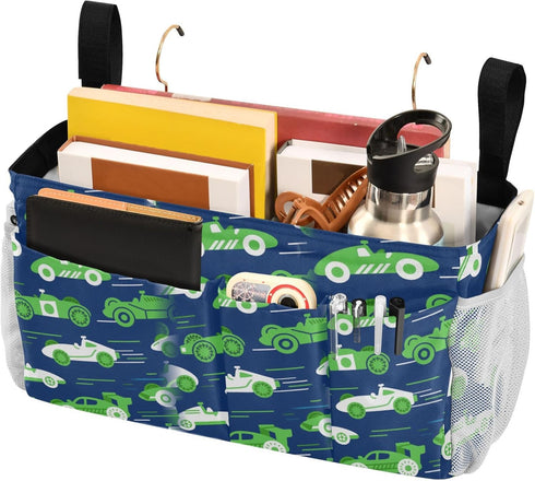 miaozhen Cartoon Cars Dark Blue and Green Bedside Storage Bag Hanging Organizer Rocking Chair Storage Bag for Bunk