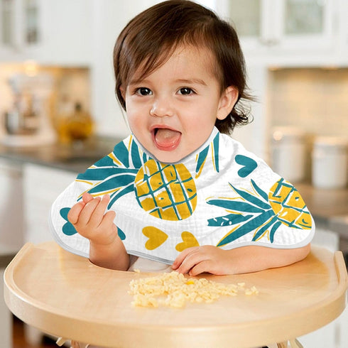 PaChyLuu 2 Pack 22 11 Inch Cartoon Pineapple Muslin Burp Cloths Cotton Absorbent Baby Burping Rags for Boys Girls Soft