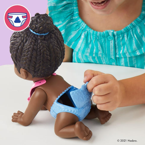 Baby Alive Lil Snacks Doll, Snack-Themed 8-Inch Baby Doll, Snack Box Mold, Toy for Kids 3+, Black Hair