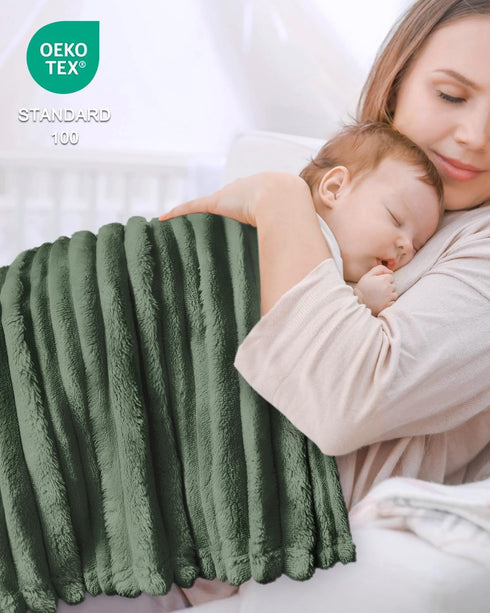 30x40 Inches HOMRITAR Baby Fleece Blanket - Soft Fluffy Plush Swaddle for Infant & Toddler, Reversible Striped Crib