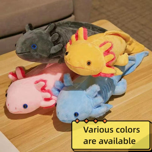 FRANKIEZHOU Realistic Axolotl Plush Toy, 19” Long Grey Lifelike Stuffed Animal, Soft Axolotl Plushie Toys for Kids Gifts