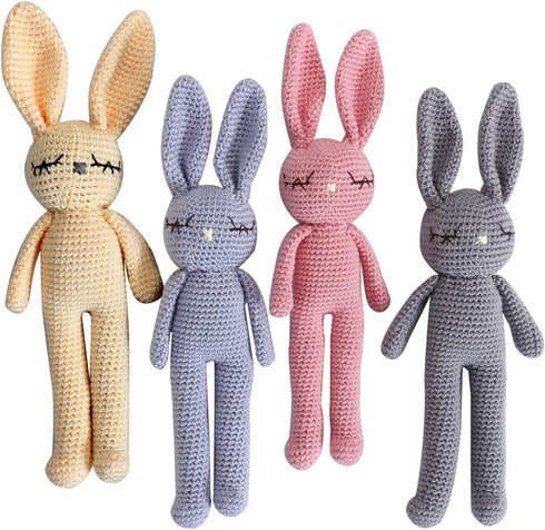 Moni's Choice Handmade Stuffed Plush Baby Crochet Bunny Rabbit, Grey Lovey Sleep Toy for Newborns