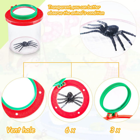 4 Pcs Insert Bug Viewer Magnifier Kit for Kids, Backyard Explorer Bug Catcher Box for Nature Exploration